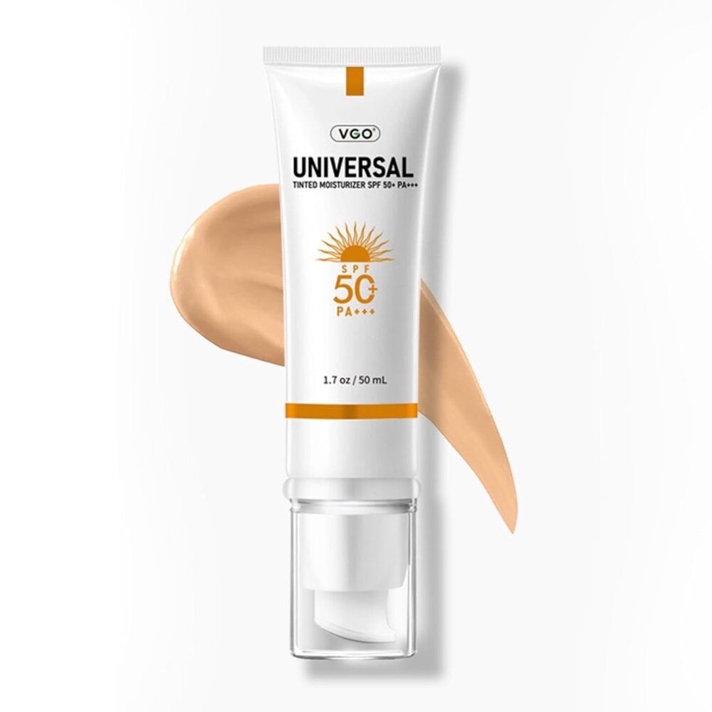 VGO Tinted Sunscreen for Face SPF 50, Hydrating Sun Essence Face Sunscreen Leave